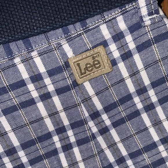 vintage 90s lee shorts plaid high rise made in usa‎ pet 8 blue tartan check - Picture 4 of 6
